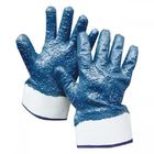 Blue Color Nitrile Dipped Work Gloves Firm Grip Safety Cuff High Abrasion Resistance