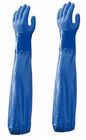 Blue Color Oil Resistant Gloves , Long Sleeve Work Gloves Non Powdered