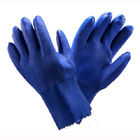 Impermeable PVC Work Gloves , Blue Color PVC Coated Gloves For Electrical