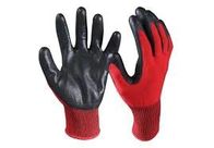 Red And Black Nitrile Dipped Work Gloves Firm Grip Safety Cuff Abrasion Resistant