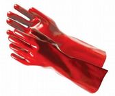 Red Color PVC Work Gloves , PVC Gloves Chemical Resistance Good Mechanical Resistance