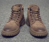 KHAKI Pig Leather Tooling Lace Up Comfortable Stylish Sneakers Martin Boots