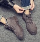 KHAKI Pig Leather Tooling Lace Up Comfortable Stylish Sneakers Martin Boots