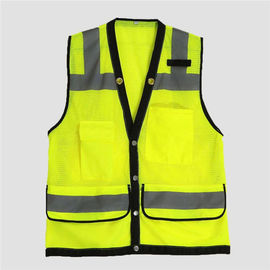 Customized Size High Visibility Work Vest 100% Polyester 120g/m2 Solid Knitted Fabric