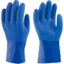 Non Powdered Oil Resistant Work Gloves Blue Color No Latex Allergy Problems