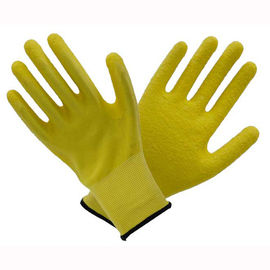 Lightweight Hardy Latex Coated Work Gloves Yellow Color Strong Tear Resistance