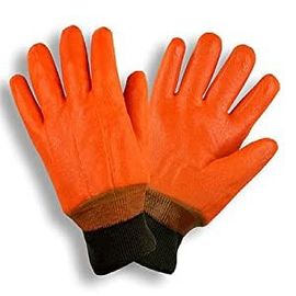 Superior Durability PVC Work Gloves , Orange Color Waterproof Work Gloves