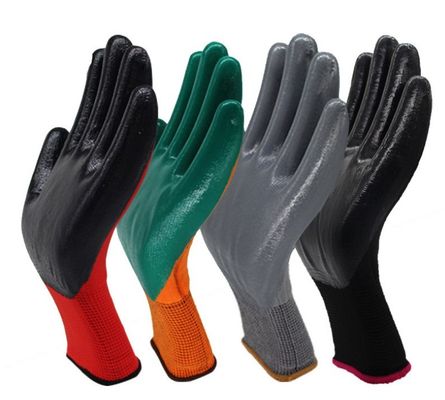 Color Customized Nitrile Work Gloves Liner And Coating Long Service Life