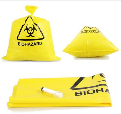 Puncture Resistance HDPE Autoclavable Plastic Bags Yellow For Hospitals