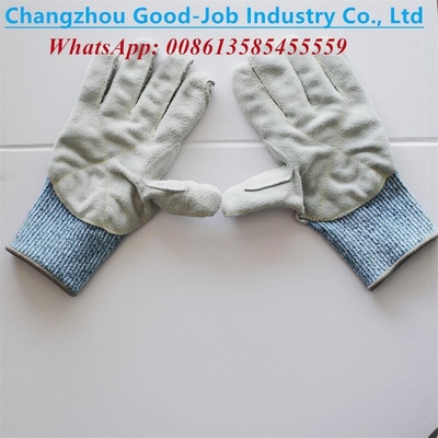 13G Finger Covered Cut Resistant HPPE Cut Proof Working Hand Gloves Level 5 Cow Split Leather Welding Gloves