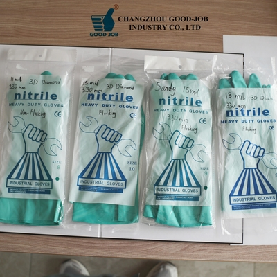 Non Disposable Nitrile Heavy Duty Chemical Resistant Gloves 11mil 15mil 18 Mil