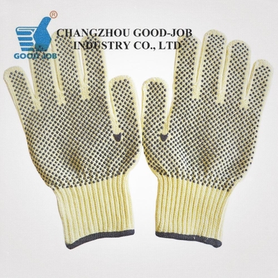 Aramid Fiber Cut Resistant Work Gloves Level 5 Coated With PVC Dots