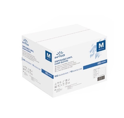 EN455 ATSM D5250 INTCO Disposable Vinyl Examination Gloves Powder Free