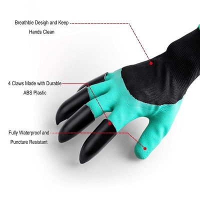 Dig Plant Nylon ABS Green Garden Gloves With Claws 4